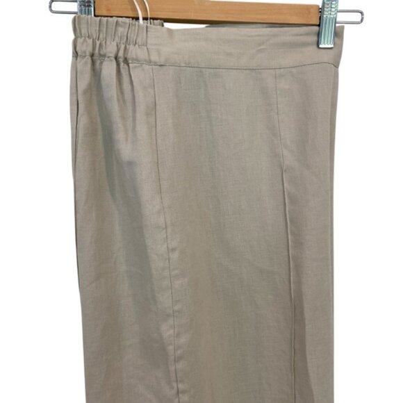 Breezed TARAVAO Flowy trousers pants 100% linen neutral tan size medium wide leg - Picture 2 of 13